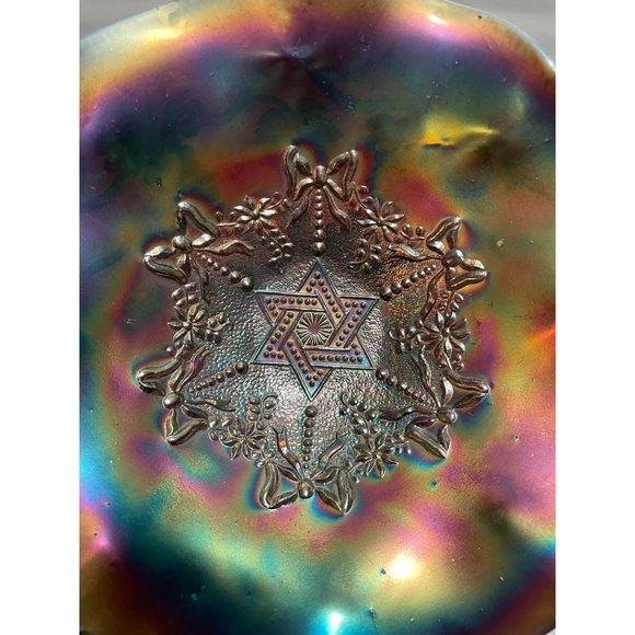 Carnival Glass Bowl Antique Northwood Amethyst Star of David - Picture 3 of 8